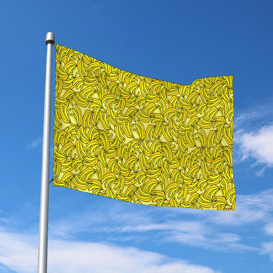 Yellow Geometric Banana Pattern Print Polyester Flag
