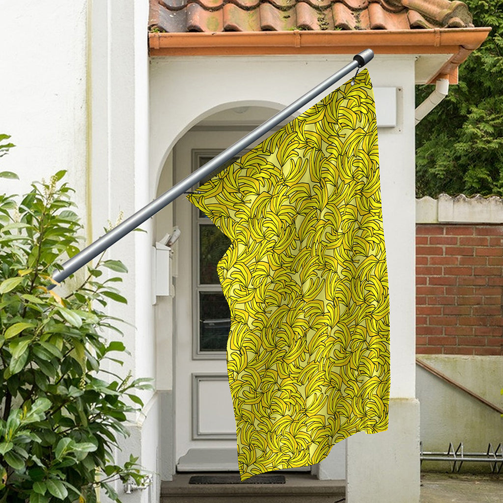 Yellow Geometric Banana Pattern Print Polyester Flag
