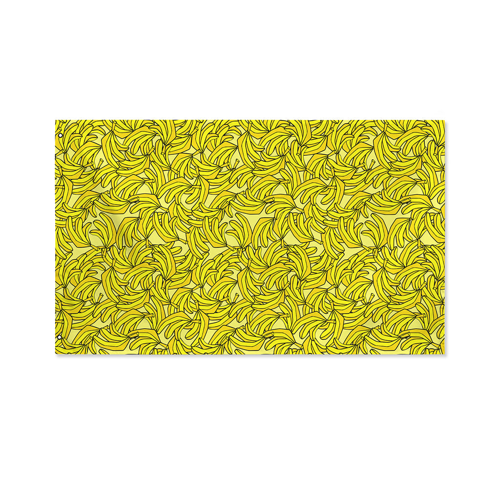 Yellow Geometric Banana Pattern Print Polyester Flag