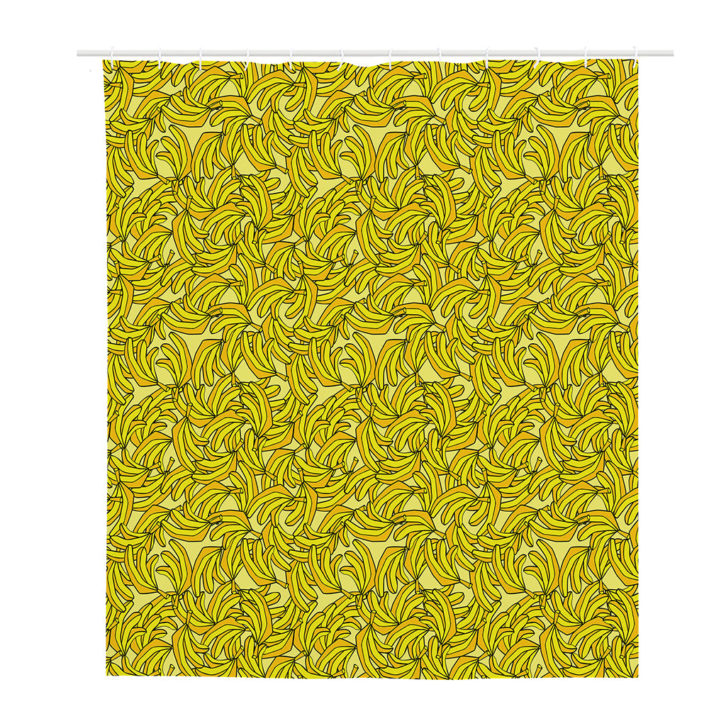 Yellow Geometric Banana Pattern Print Polyester Shower Curtain