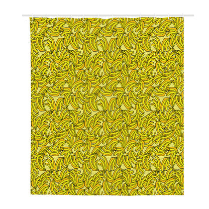 Yellow Geometric Banana Pattern Print Polyester Shower Curtain