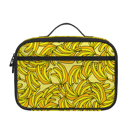 Yellow Geometric Banana Pattern Print Portable Lunch Bag