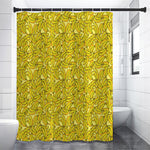 Yellow Geometric Banana Pattern Print Premium Shower Curtain