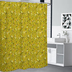 Yellow Geometric Banana Pattern Print Premium Shower Curtain