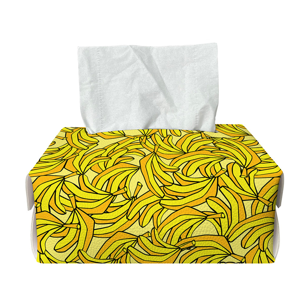 Yellow Geometric Banana Pattern Print Rectangle Tissue Box Cover