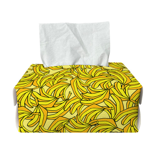 Yellow Geometric Banana Pattern Print Rectangle Tissue Box Cover