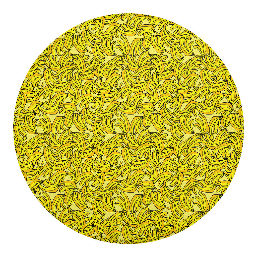 Yellow Geometric Banana Pattern Print Round Blanket