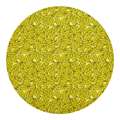 Yellow Geometric Banana Pattern Print Round Blanket