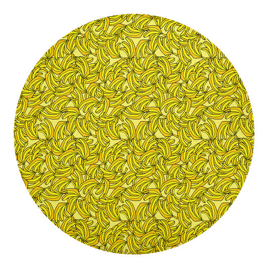 Yellow Geometric Banana Pattern Print Round Blanket