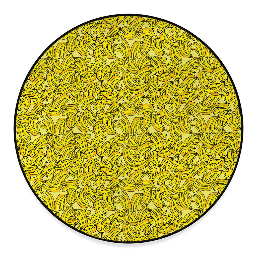 Yellow Geometric Banana Pattern Print Round Floor Mat