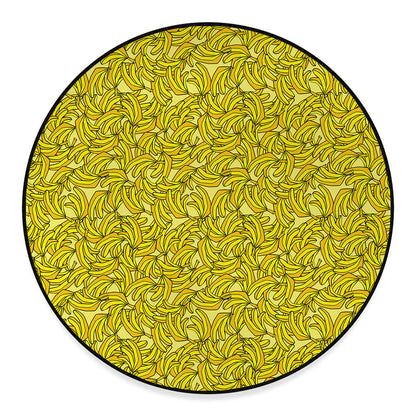 Yellow Geometric Banana Pattern Print Round Floor Mat