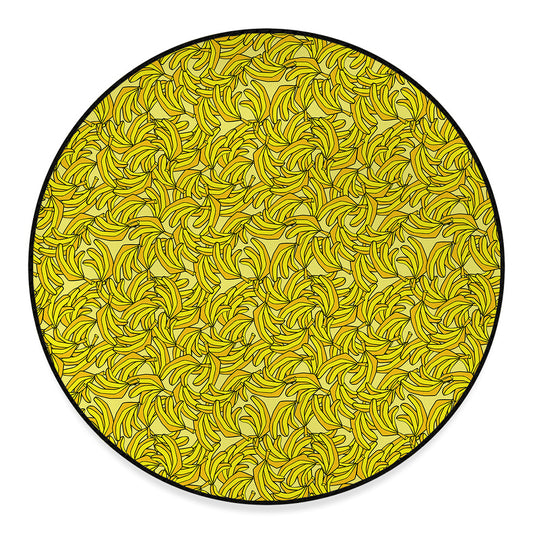Yellow Geometric Banana Pattern Print Round Floor Mat