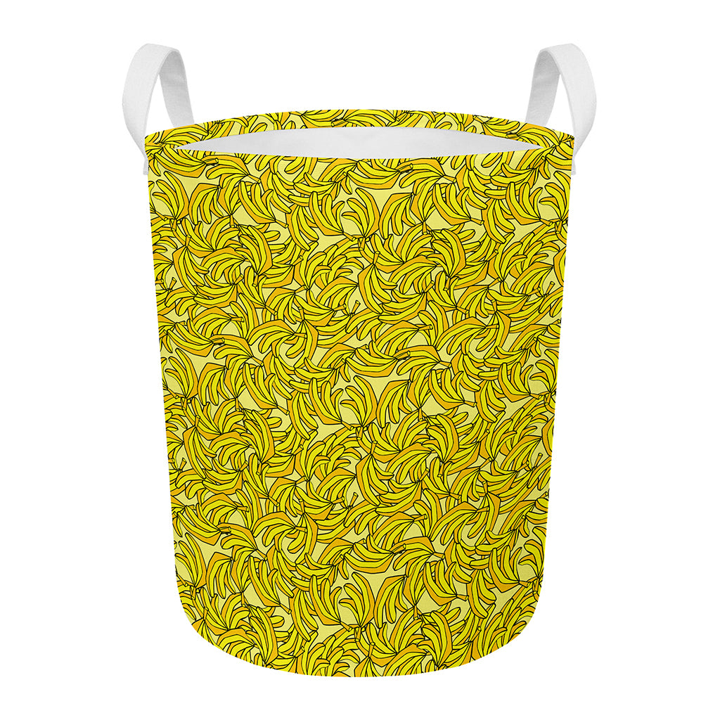 Yellow Geometric Banana Pattern Print Round Laundry Basket