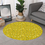 Yellow Geometric Banana Pattern Print Round Rug