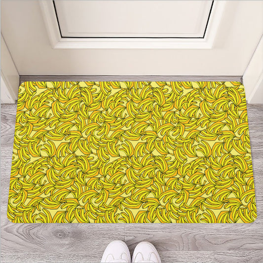 Yellow Geometric Banana Pattern Print Rubber Doormat