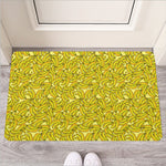 Yellow Geometric Banana Pattern Print Rubber Doormat