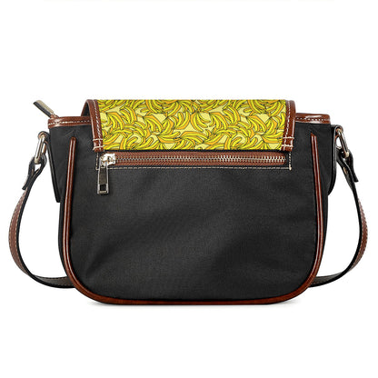 Yellow Geometric Banana Pattern Print Saddle Bag