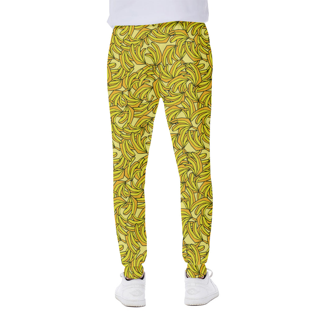 Yellow Geometric Banana Pattern Print Scuba Joggers