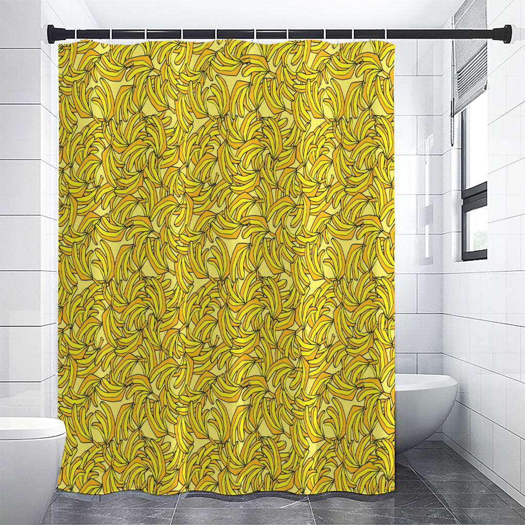 Yellow Geometric Banana Pattern Print Shower Curtain
