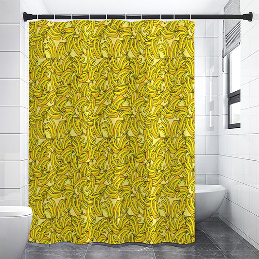 Yellow Geometric Banana Pattern Print Shower Curtain