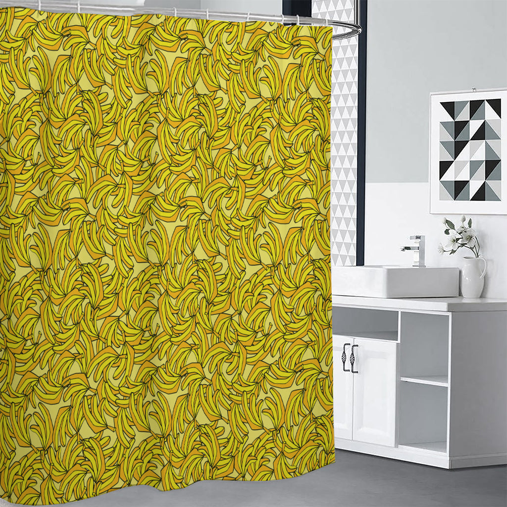 Yellow Geometric Banana Pattern Print Shower Curtain