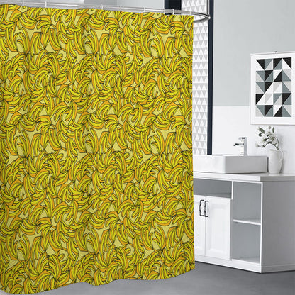 Yellow Geometric Banana Pattern Print Shower Curtain