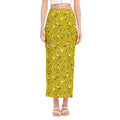 Yellow Geometric Banana Pattern Print Side Slit Maxi Skirt