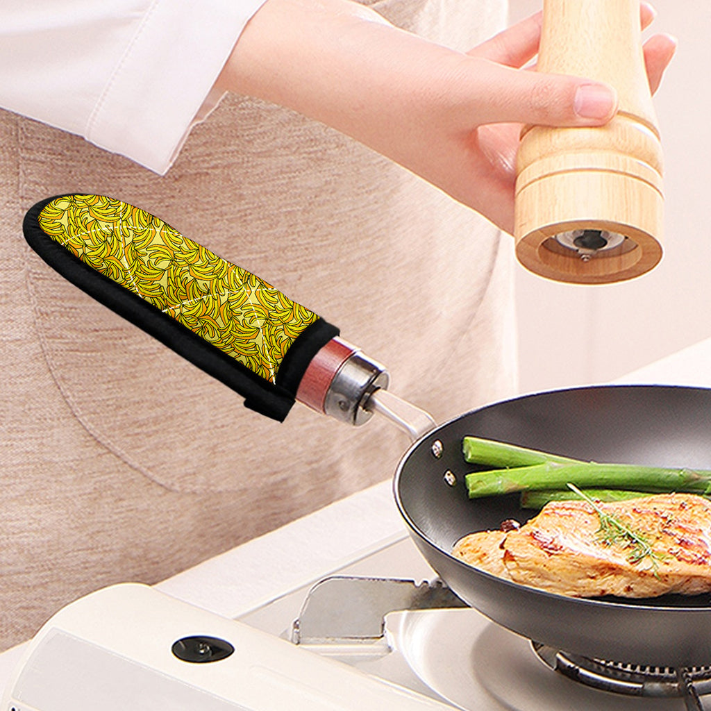 Yellow Geometric Banana Pattern Print Skillet Handle Cover