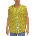 Yellow Geometric Banana Pattern Print Sleeveless Baseball Jersey