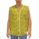 Yellow Geometric Banana Pattern Print Sleeveless Baseball Jersey