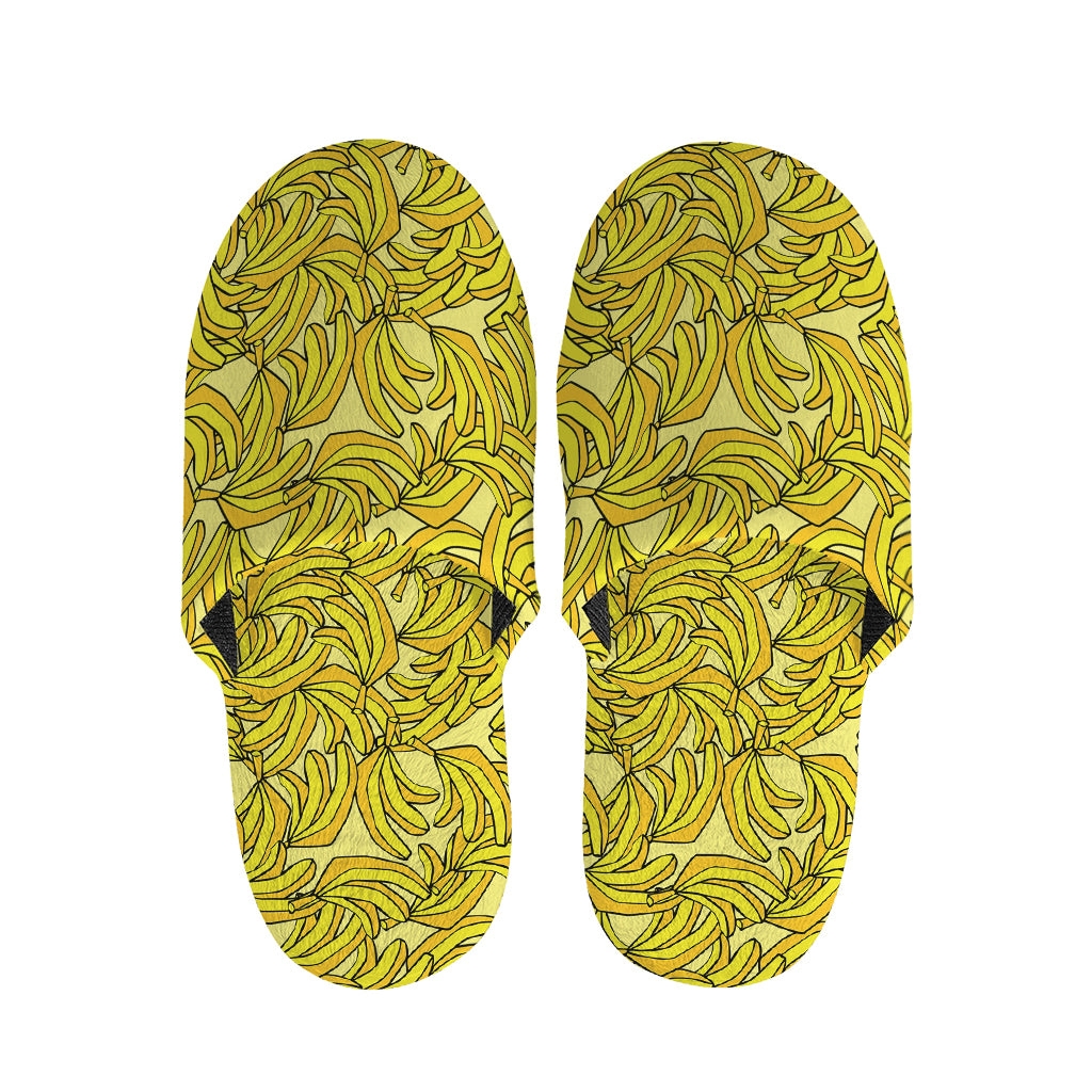 Yellow Geometric Banana Pattern Print Slippers
