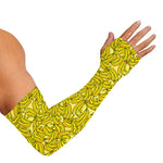 Yellow Geometric Banana Pattern Print Sun Protection Arm Sleeves