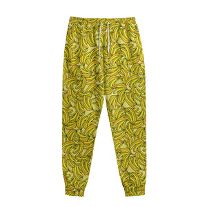 Yellow Geometric Banana Pattern Print Sweatpants