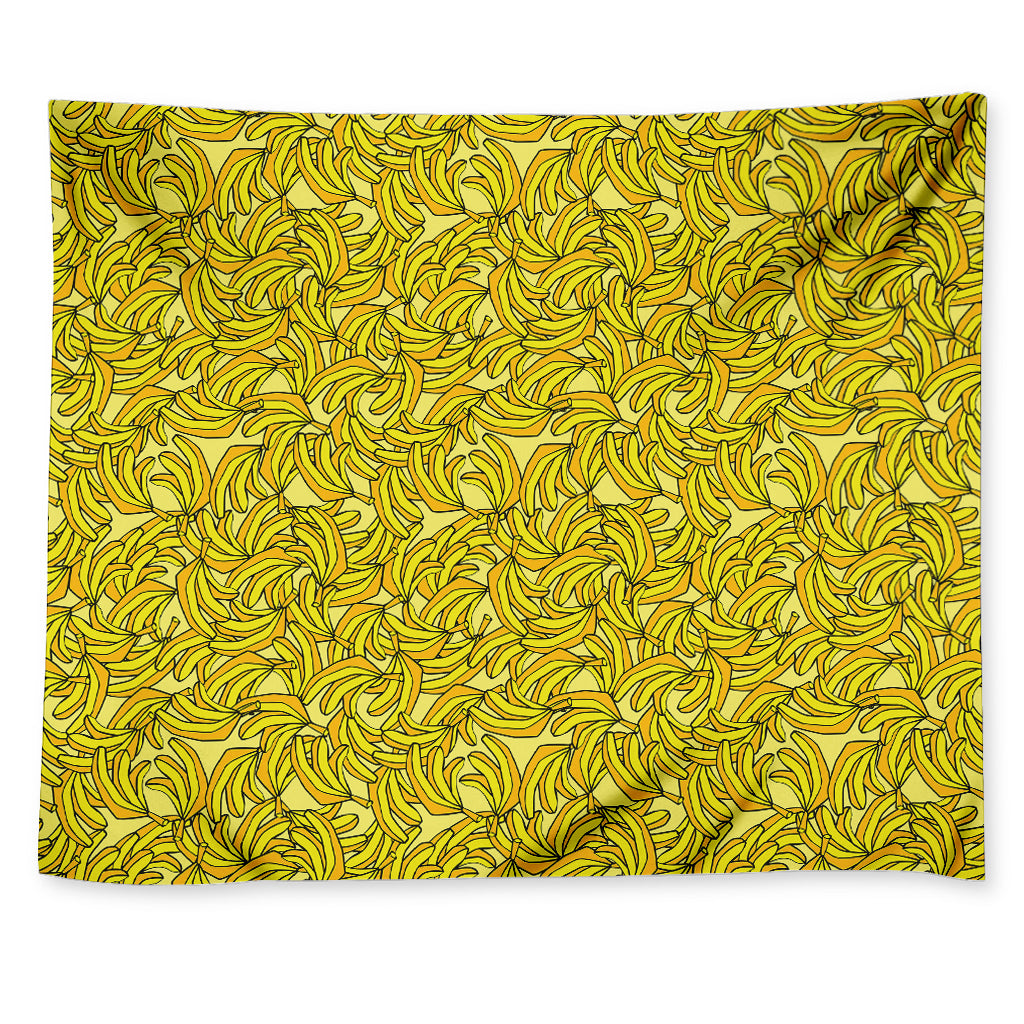 Yellow Geometric Banana Pattern Print Tapestry