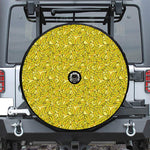 Yellow Geometric Banana Pattern Print Tire Cover With Camera Hole