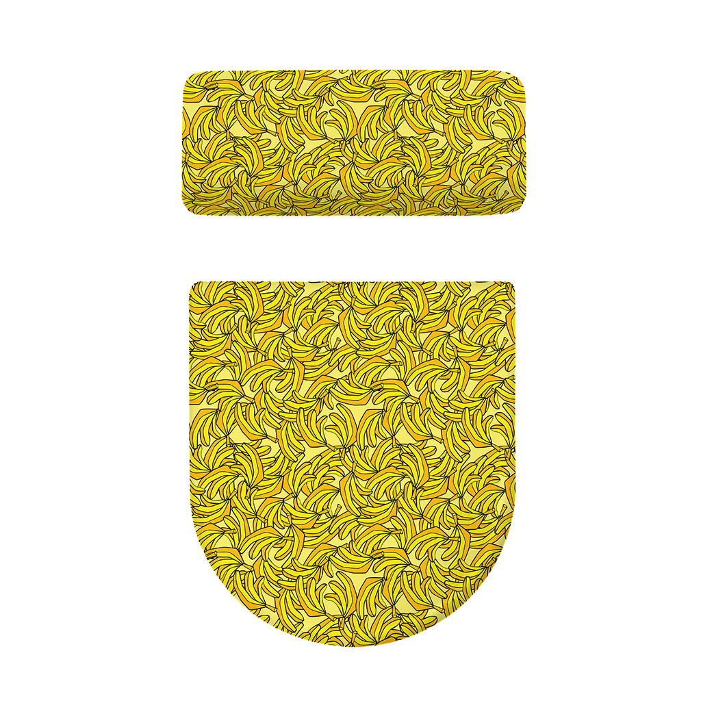 Yellow Geometric Banana Pattern Print Toilet Lid And Tank Cover Set