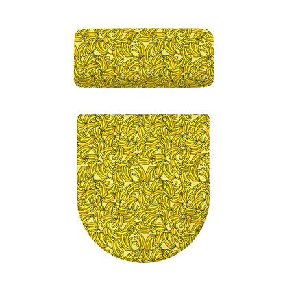 Yellow Geometric Banana Pattern Print Toilet Lid And Tank Cover Set