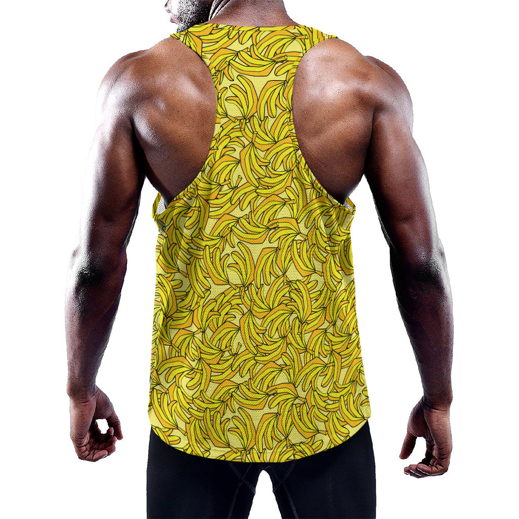 Yellow Geometric Banana Pattern Print Training Tank Top