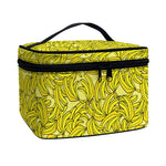 Yellow Geometric Banana Pattern Print Travel Makeup Bag