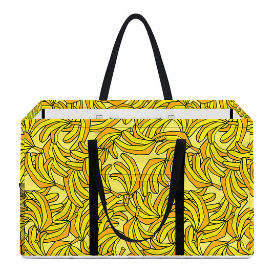 Yellow Geometric Banana Pattern Print Utility Tote Bag