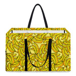 Yellow Geometric Banana Pattern Print Utility Tote Bag