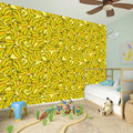 Yellow Geometric Banana Pattern Print Wall Sticker