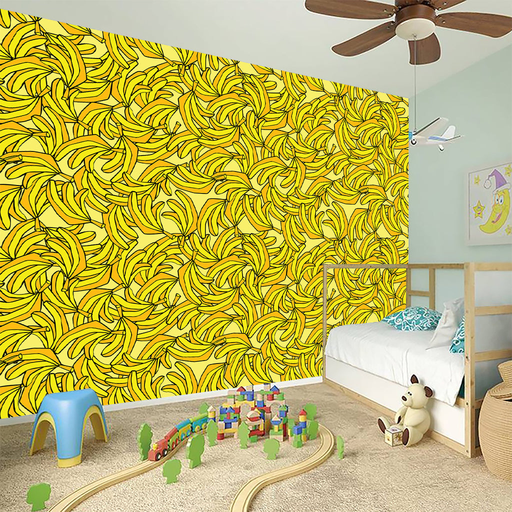 Yellow Geometric Banana Pattern Print Wall Sticker