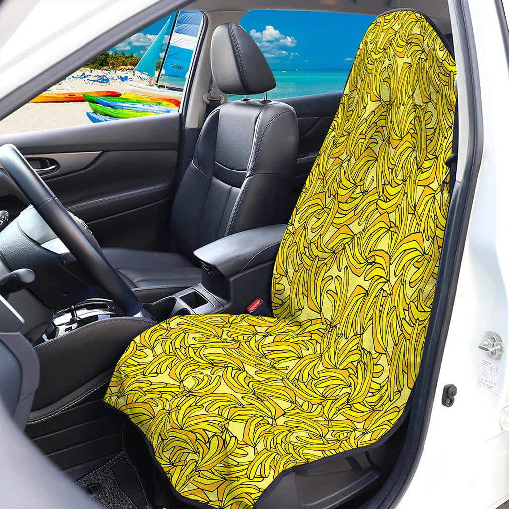 Yellow Geometric Banana Pattern Print Waterproof Car Seat Cover