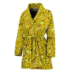 Yellow Geometric Banana Pattern Print Women's Bathrobe