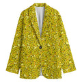 Yellow Geometric Banana Pattern Print Women's Blazer