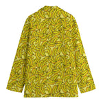 Yellow Geometric Banana Pattern Print Women's Blazer