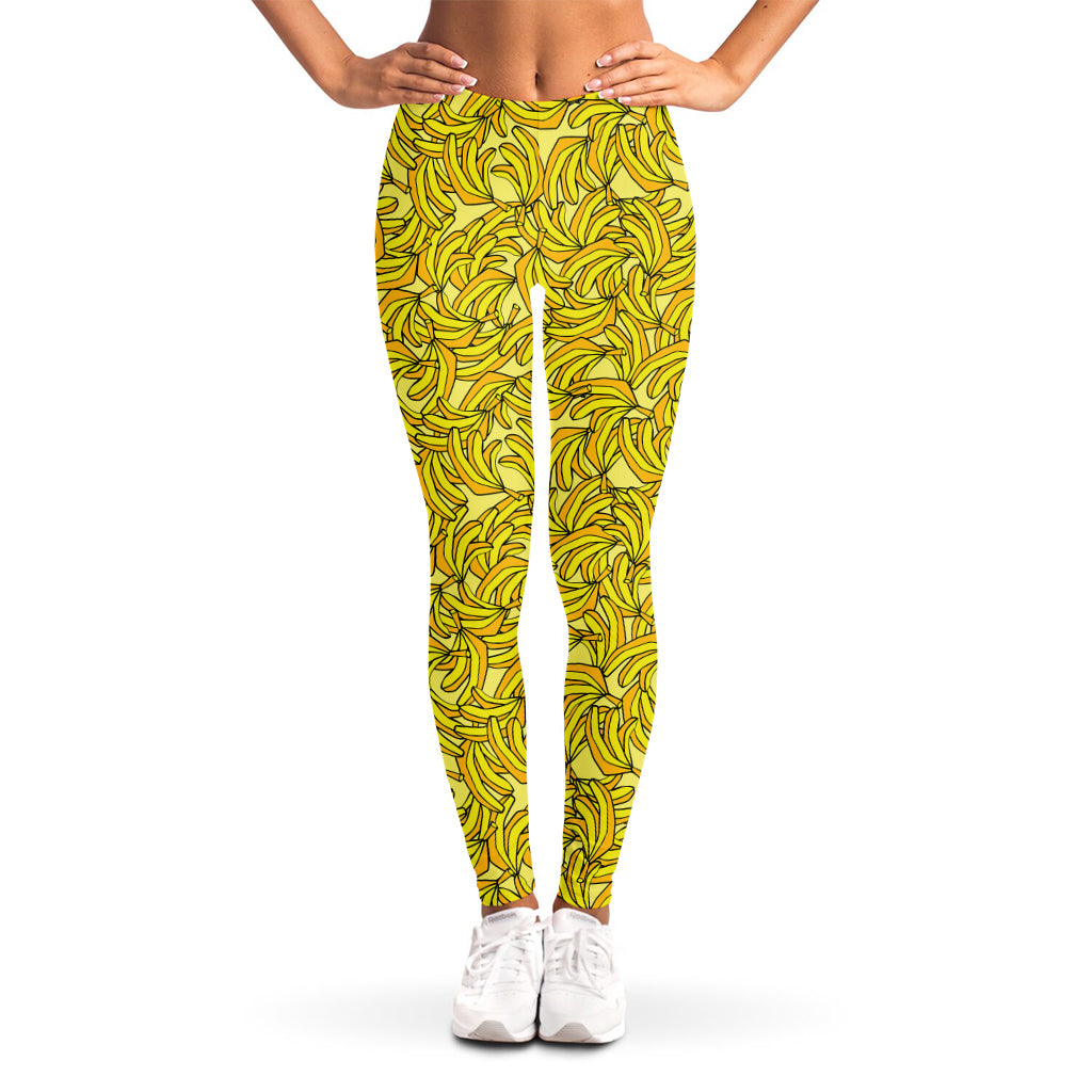 Yellow Geometric Banana Pattern Print Women's Leggings