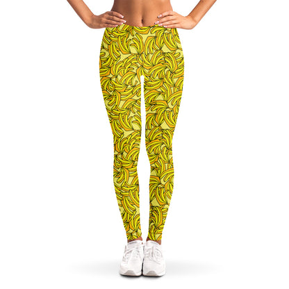 Yellow Geometric Banana Pattern Print Women's Leggings