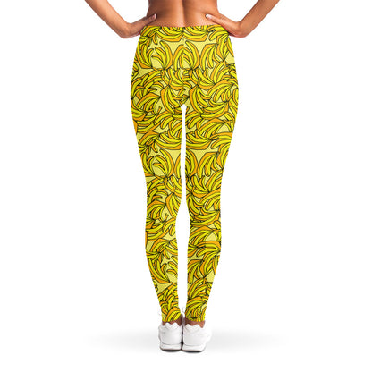 Yellow Geometric Banana Pattern Print Women's Leggings